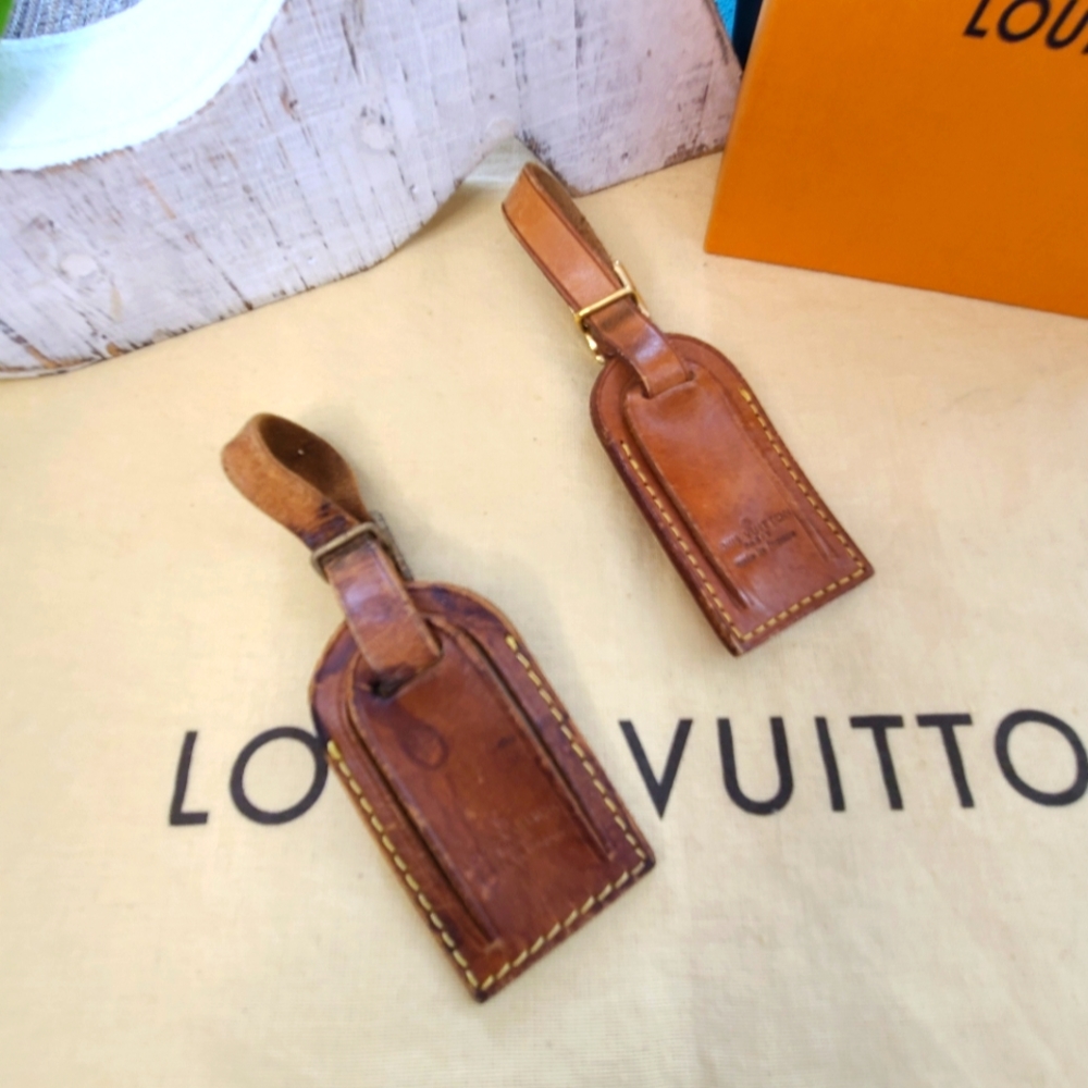 Louis Vuitton Vachetta Luggage Tags Set of 2 Fair Condition